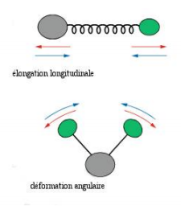 Élongation longitudinale (en haut) et déformation angulaire (en bas)
