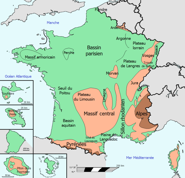 <b>Le relief métropolitain de la France</b><div><i>France relief.png par v via Wikimedia commons, CC-BY-SA-3.0, https://commons.wikimedia.org/wiki/File:France_relief.png?uselang=fr</i><br></div>