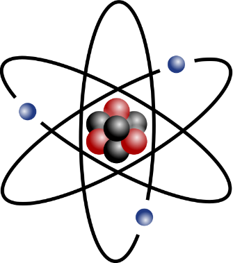 <b>Structure d’un atome&nbsp;</b><i style=""> (</i><i>Protons en rouge, neutrons en noir, électron en bleu)</i><div><i>atome stylisé avec trois orbites de modèle de Bohr et noyau stylisé.svg, SVG par Indolences . Recoloration et aplanissement de certains problèmes causés par Rainer Klute .via  Wikimédia Commons,   licence de documentation libre GNU,  CC-BY-SA-3.0-migré, https://commons.wikimedia.org/wiki/File:Stylised_atom_with_three_Bohr_model_orbits_and_stylised_nucleus.svg</i><b><br></b></div>