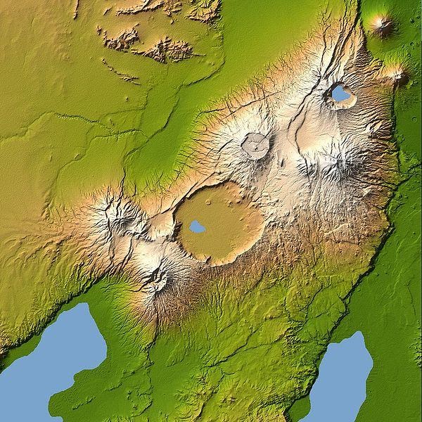 <b>Carte topographique du cratère Ngorongoro</b><div><i>Ngorongoro topo.jpg, par NASA, domaine publique, https://commons.wikimedia.org/wiki/File:Ngorongoro_topo.jpg</i><b><br></b></div>
