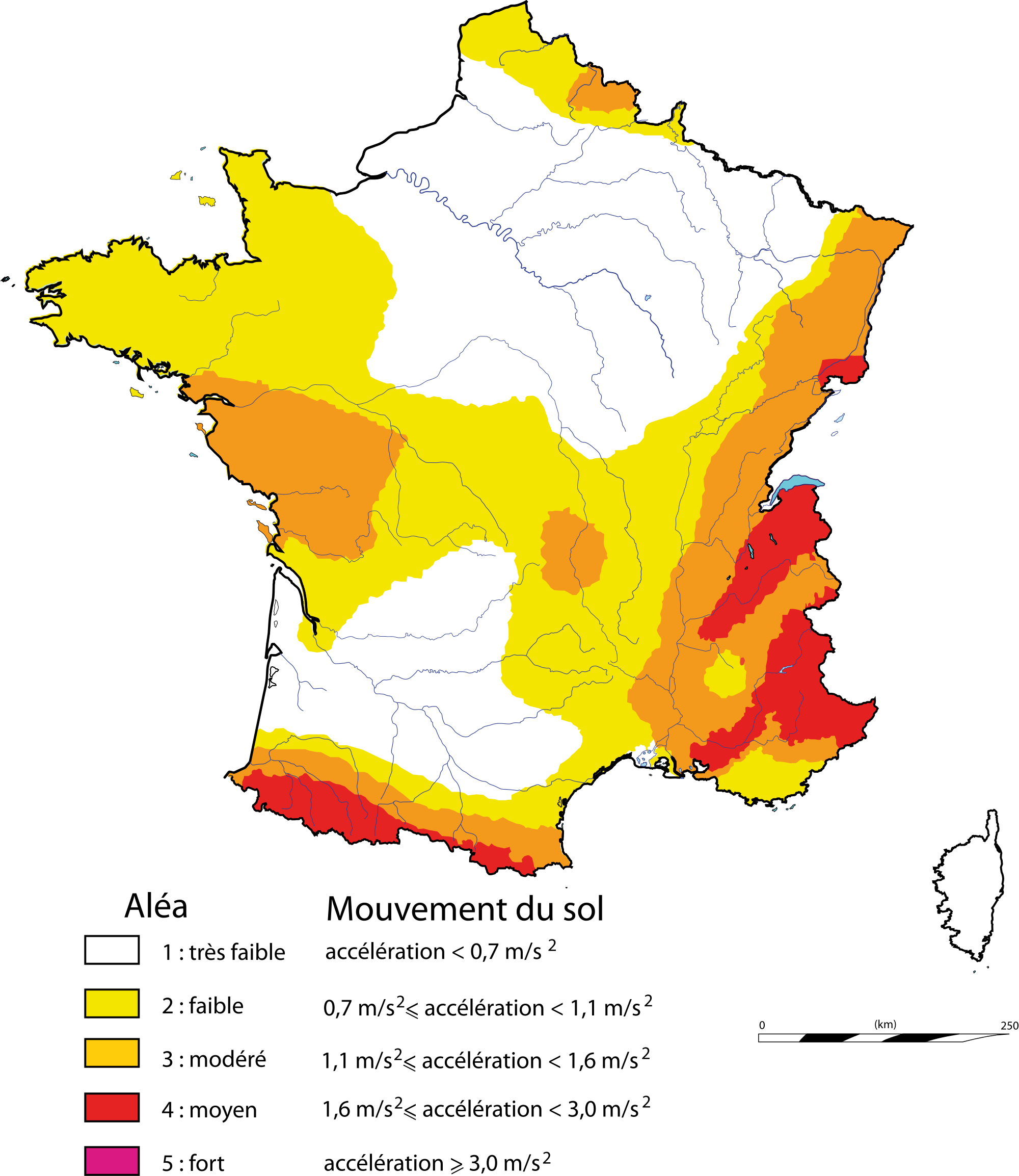 Carte des zones sismiques en France en 2011

Source :  Zonage-sismique-2011-fr.svg par Roulex_45 via wikimédia commons
